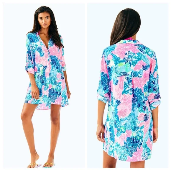 Lilly Pulitzer Lillith Tunic Dress in Multi Boho Batik Size Medium‎ - Picture 3 of 9